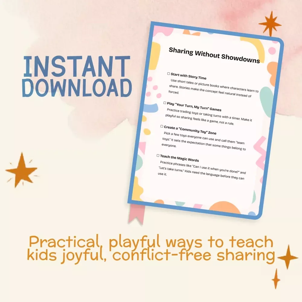 Sharing Without Showdowns | Printable Checklist for Parents | How to Teach Sharing Without Fights | Gentle Parenting Digital Download