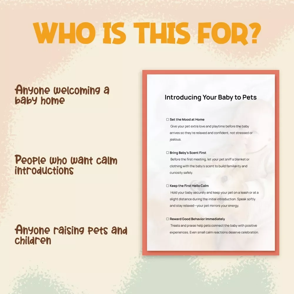 Introducing Your Baby to Pets | Printable Checklist | Best Way to Introduce Baby to Pets | Gentle Pet & Baby Introduction Guide | Newborn Meets Pets Tips