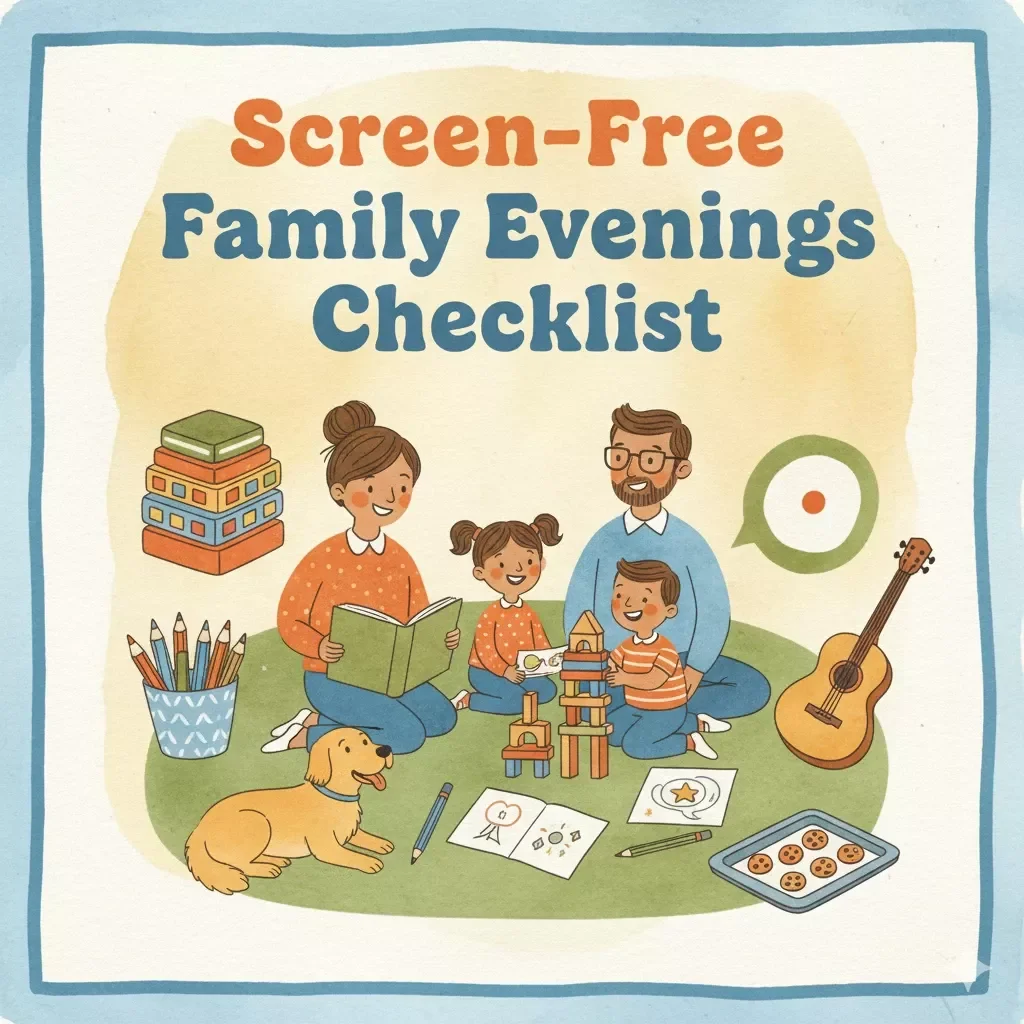 Screen-Free Family Evenings Checklist | Digital Download | Printable Guide for Parents, Kids & Families | Fun Screen-Free Activities, eBook & Family Connection Tool