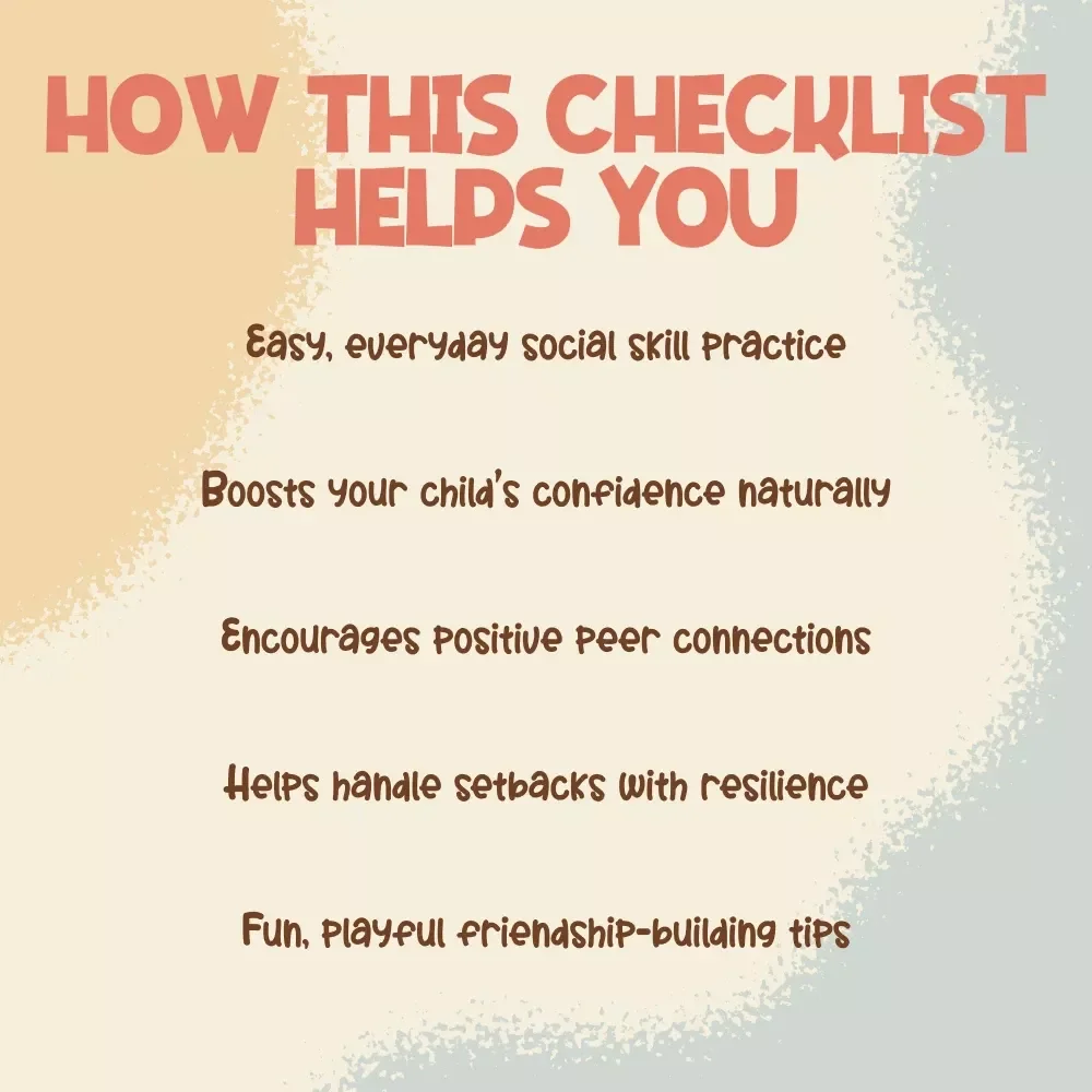 Friendship Booster Checklist: Help Your Child Make Friends with Ease | Digital Download Guide with Tips for Helping Child Make Friends, Social Skills, and Confidence Building