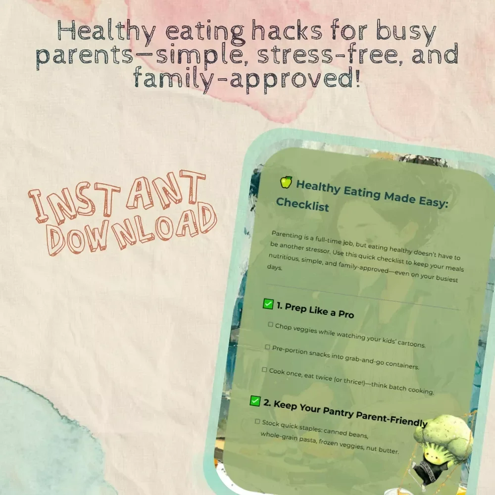 Healthy Eating Made Easy: Checklist | Simple Tips for Eating Healthy as Busy Parent | Printable Digital Download