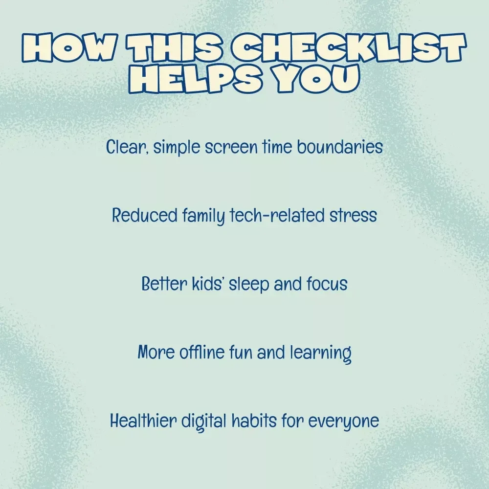 Smart Screen Time Rules for Kids Checklist | Digital Parenting Guide | Printable Family Tech Rules eBook for Healthy Screen Time