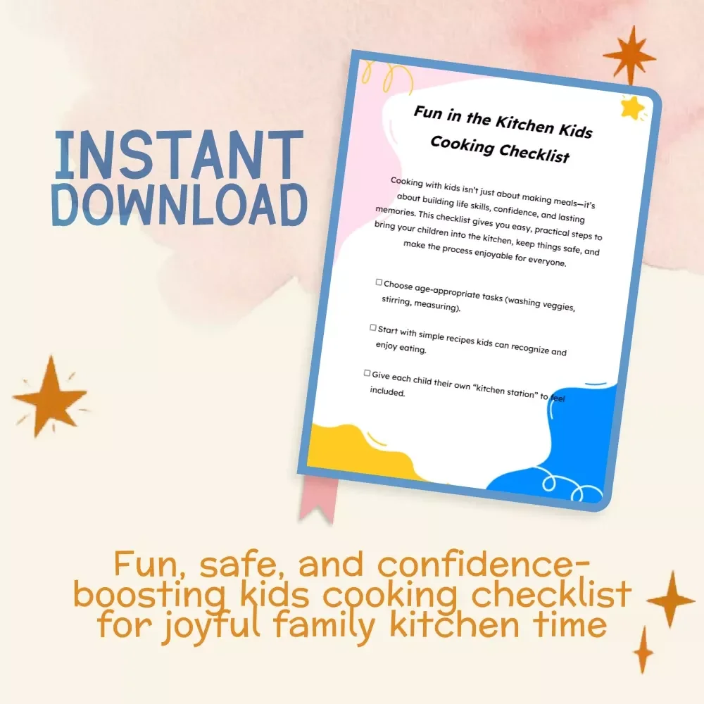 Fun in the Kitchen Kids Cooking Checklist | Printable Kids Cooking Guide, Family Cooking Activity, Child-Friendly Kitchen Tasks, Digital Download