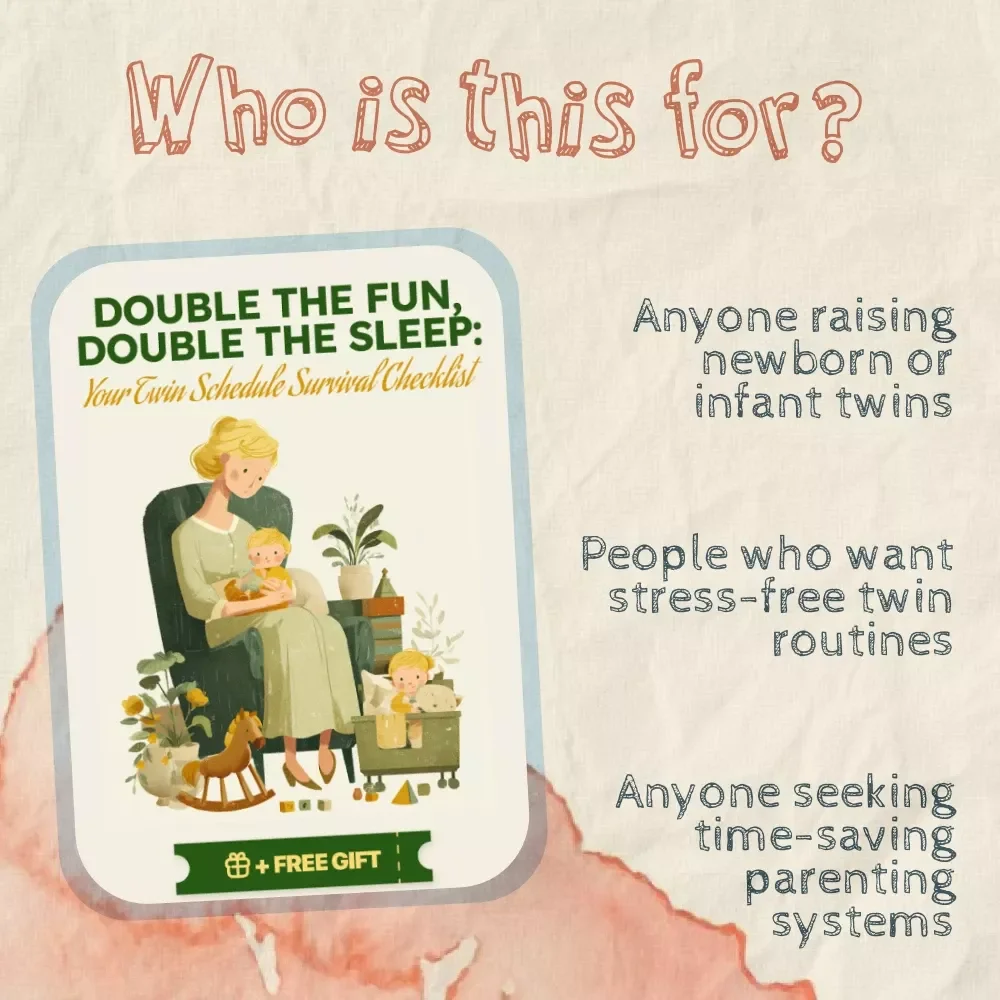 Your Twin Schedule Survival Checklist | Printable Twin Routine Organizer for New Parents | How to Handle Twins on Same Schedule Guide & Daily Twin Care Plan