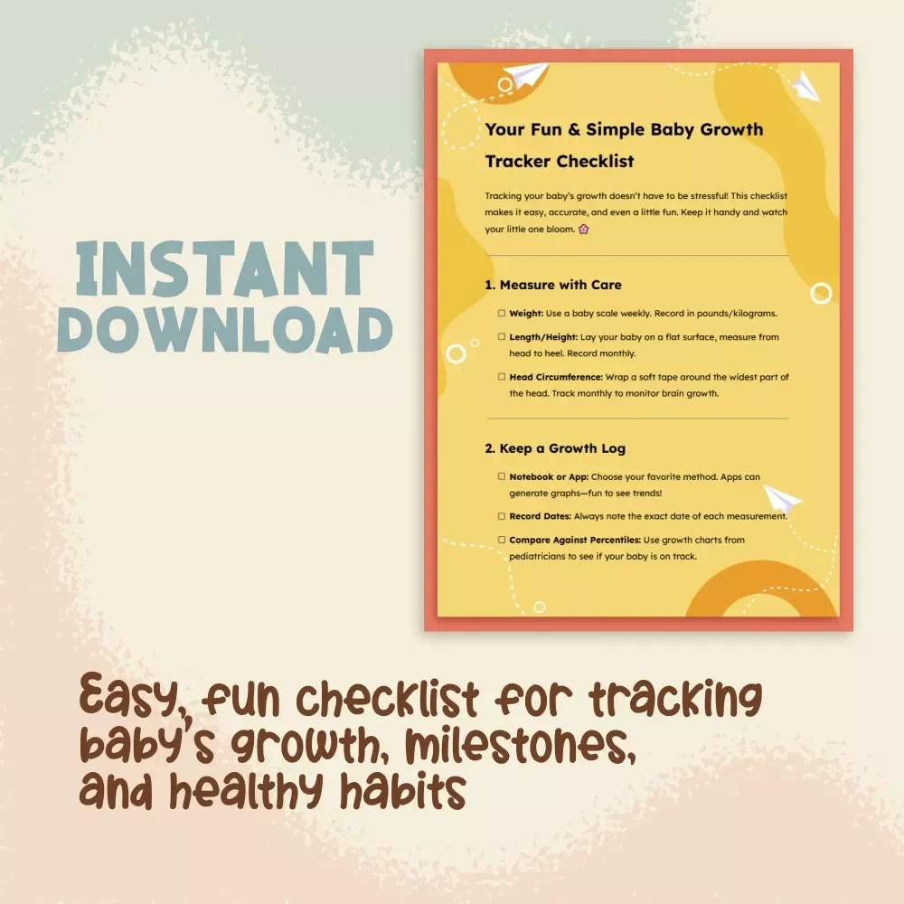 Your Fun & Simple Baby Growth Tracker Checklist | Printable Digital Download for Parents | How to Track Baby’s Growth at Home Easily