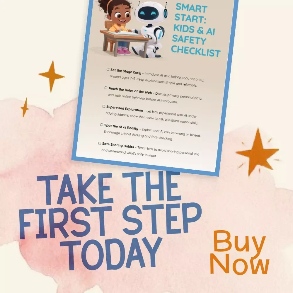 Smart Start: Kids & AI Safety Checklist | Digital Download Guide for Parents | When Should Kids Start Learning to Use AI Safely | Printable Family Tech Education Resource