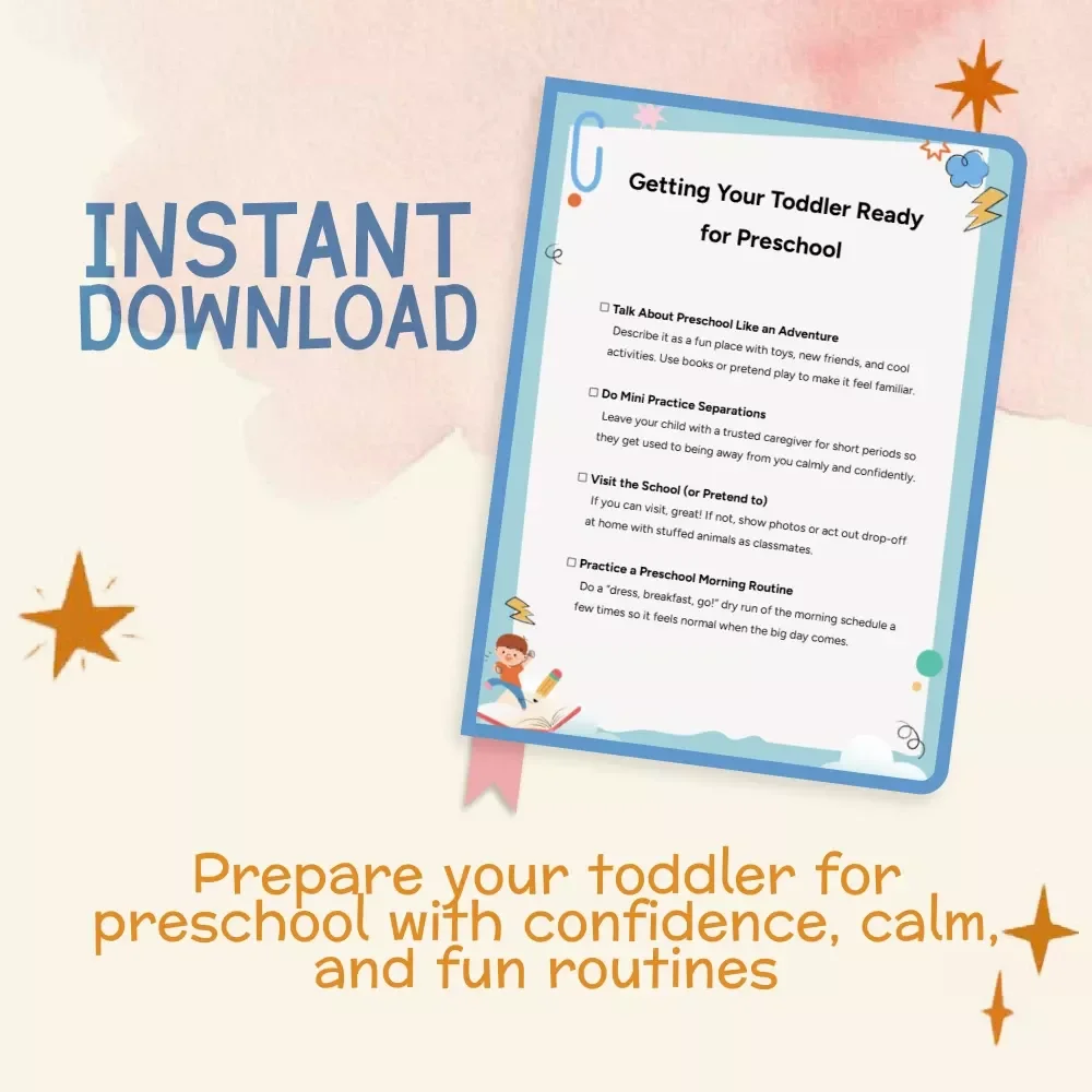 Getting Your Toddler Ready for Preschool | Printable Checklist for Parents | How to Prepare Toddler for Preschool | Preschool Readiness Digital Download