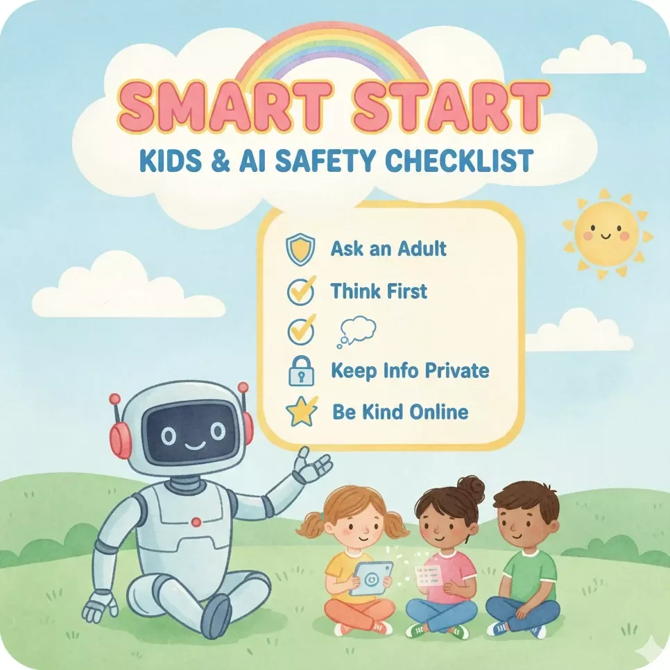 Smart Start: Kids & AI Safety Checklist | Digital Download Guide for Parents | When Should Kids Start Learning to Use AI Safely | Printable Family Tech Education Resource