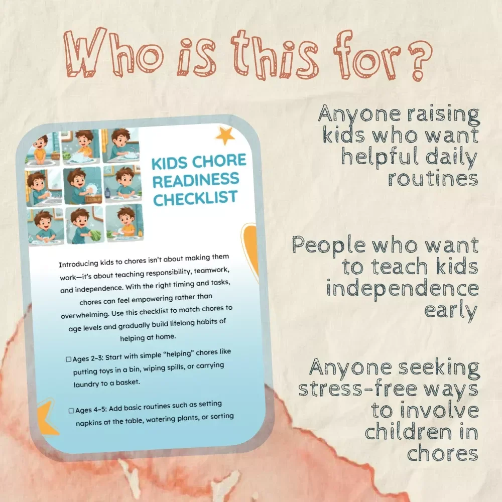 Kids Chore Readiness Checklist | Printable Chore Chart for Children | Age-Appropriate Chores Guide | Digital Download eBook for Parents