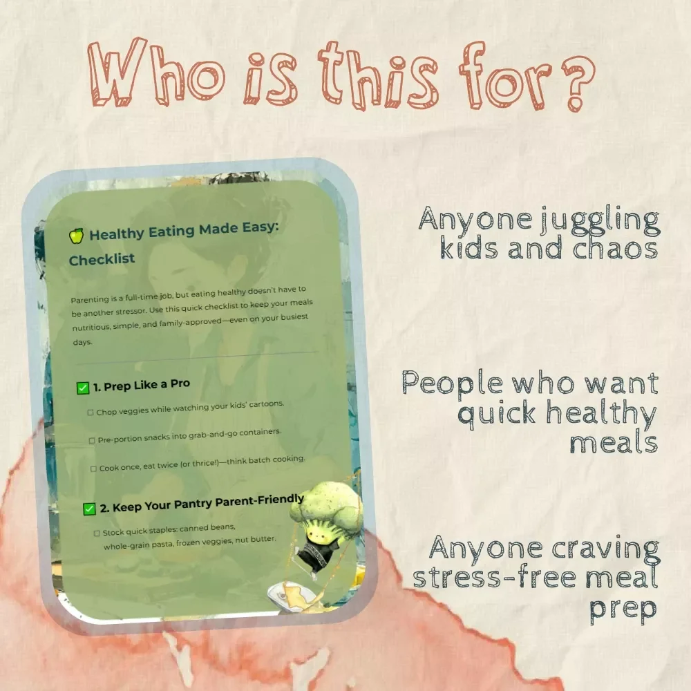 Healthy Eating Made Easy: Checklist | Simple Tips for Eating Healthy as Busy Parent | Printable Digital Download