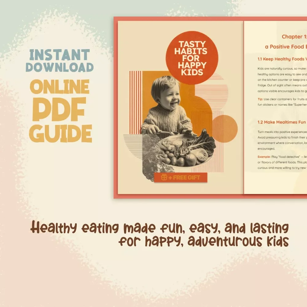 Tasty Habits for Happy Kids | Printable Checklist for Parents | Digital Download to Encourage Healthy Eating Habits in Kids | Positive Mealtime Routine & AI Food Tools