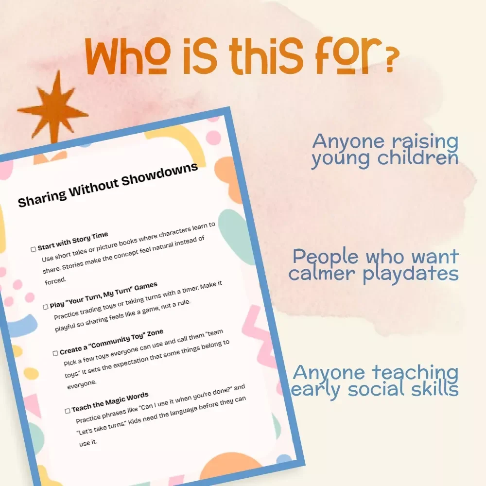 Sharing Without Showdowns | Printable Checklist for Parents | How to Teach Sharing Without Fights | Gentle Parenting Digital Download