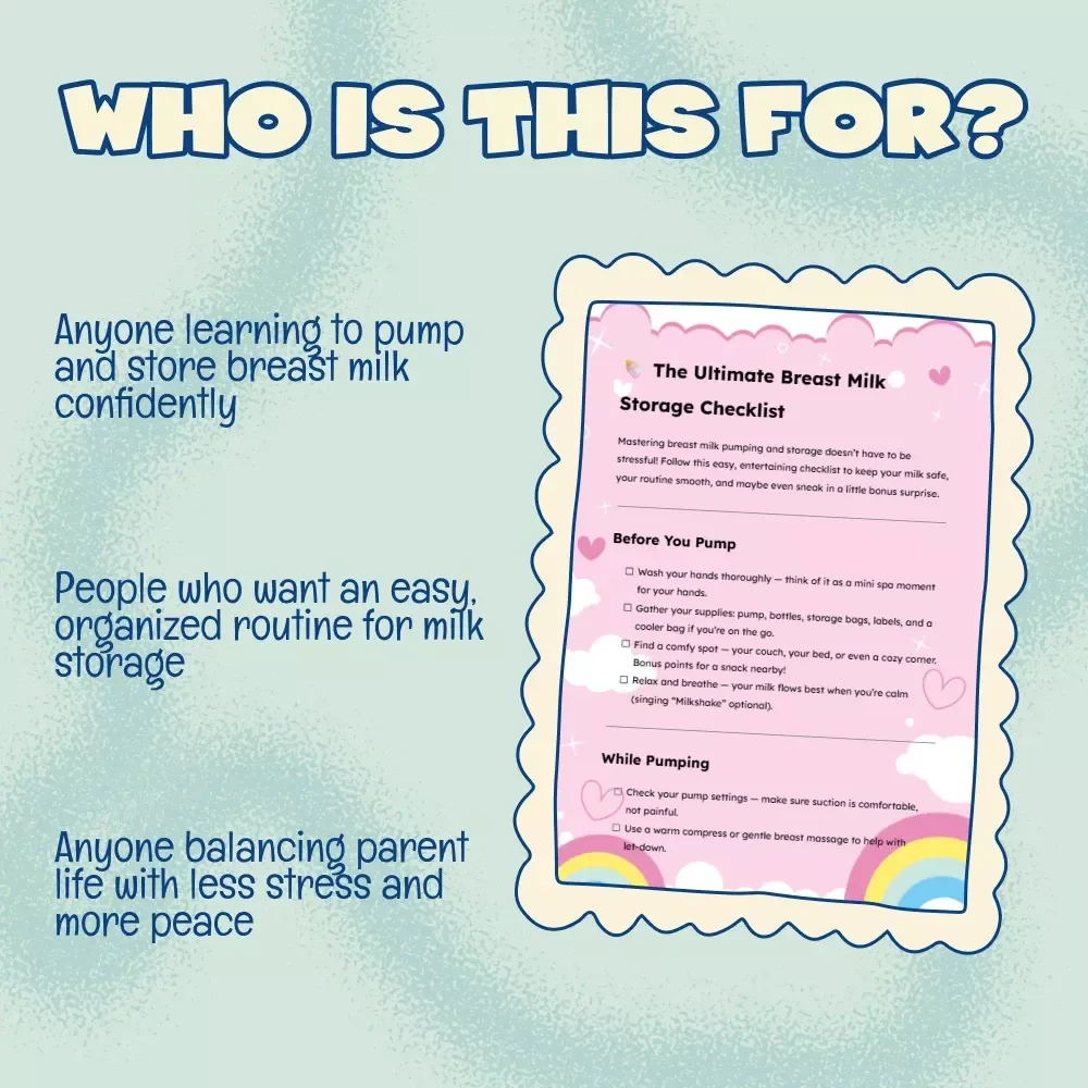 The Ultimate Breast Milk Storage Checklist | Printable Digital Download Guide, eBook & New Mom Pumping Organizer | Breastfeeding Storage System & Baby Feeding Planner