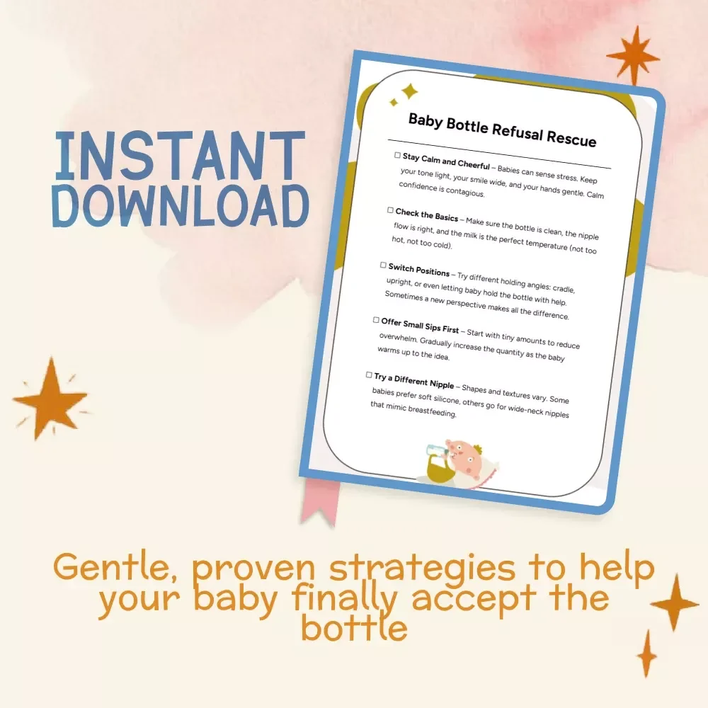 Baby Bottle Refusal Rescue | Printable Baby Feeding Checklist | Digital Download | Gentle Step-by-Step Guide for What to Do When Baby Refuses Bottle