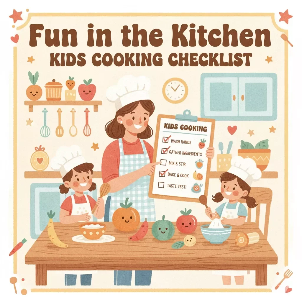 Fun in the Kitchen Kids Cooking Checklist | Printable Kids Cooking Guide, Family Cooking Activity, Child-Friendly Kitchen Tasks, Digital Download