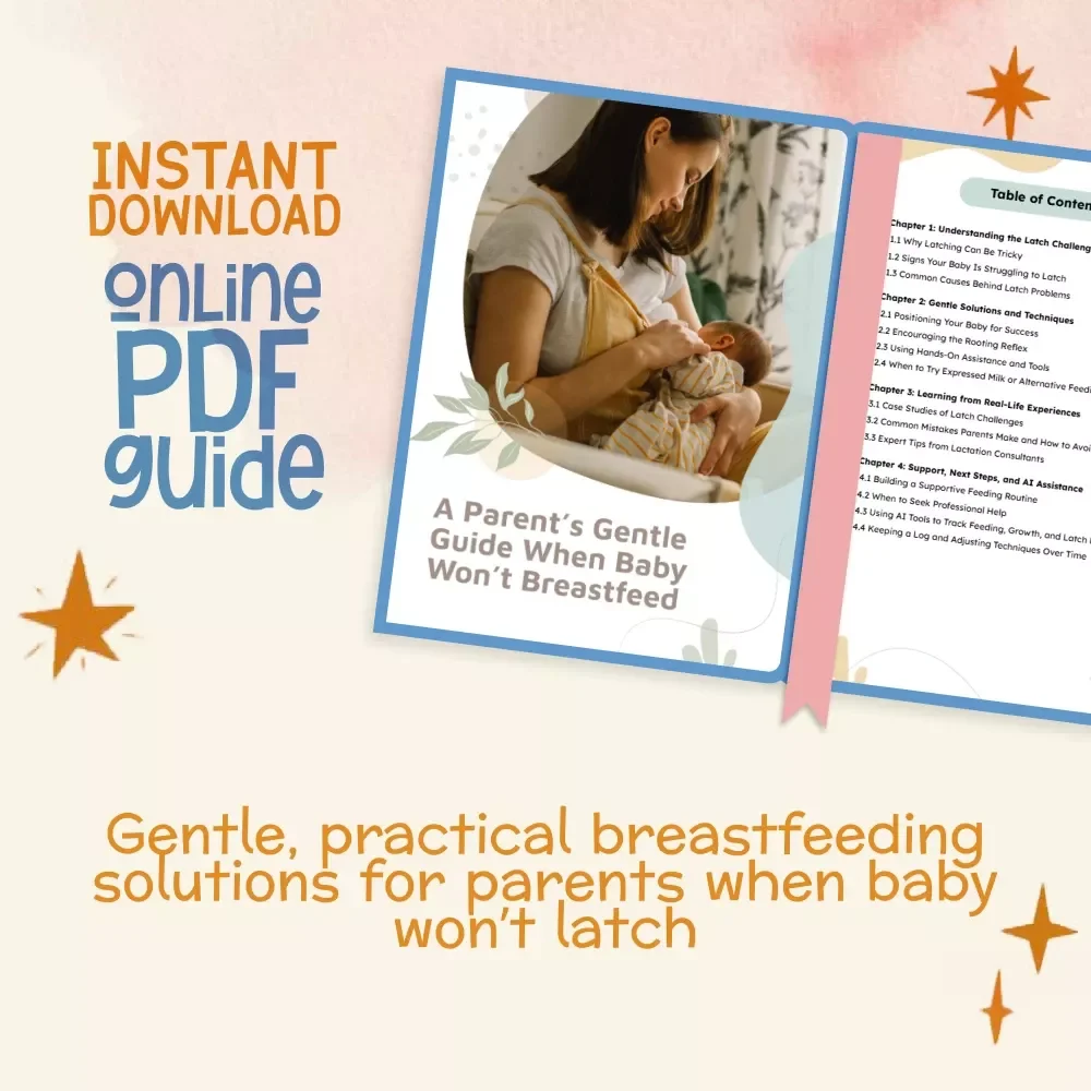 A Parent’s Gentle Guide When Baby Won’t Breastfeed | Digital Download eBook for Latch Challenges, Breastfeeding Support, New Mom Help, Nursing Tips, and Baby Feeding Solutions