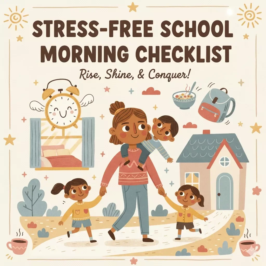Stress-Free School Morning Checklist | Printable Digital Download for Parents | Tips for Stress-Free School Mornings Routine