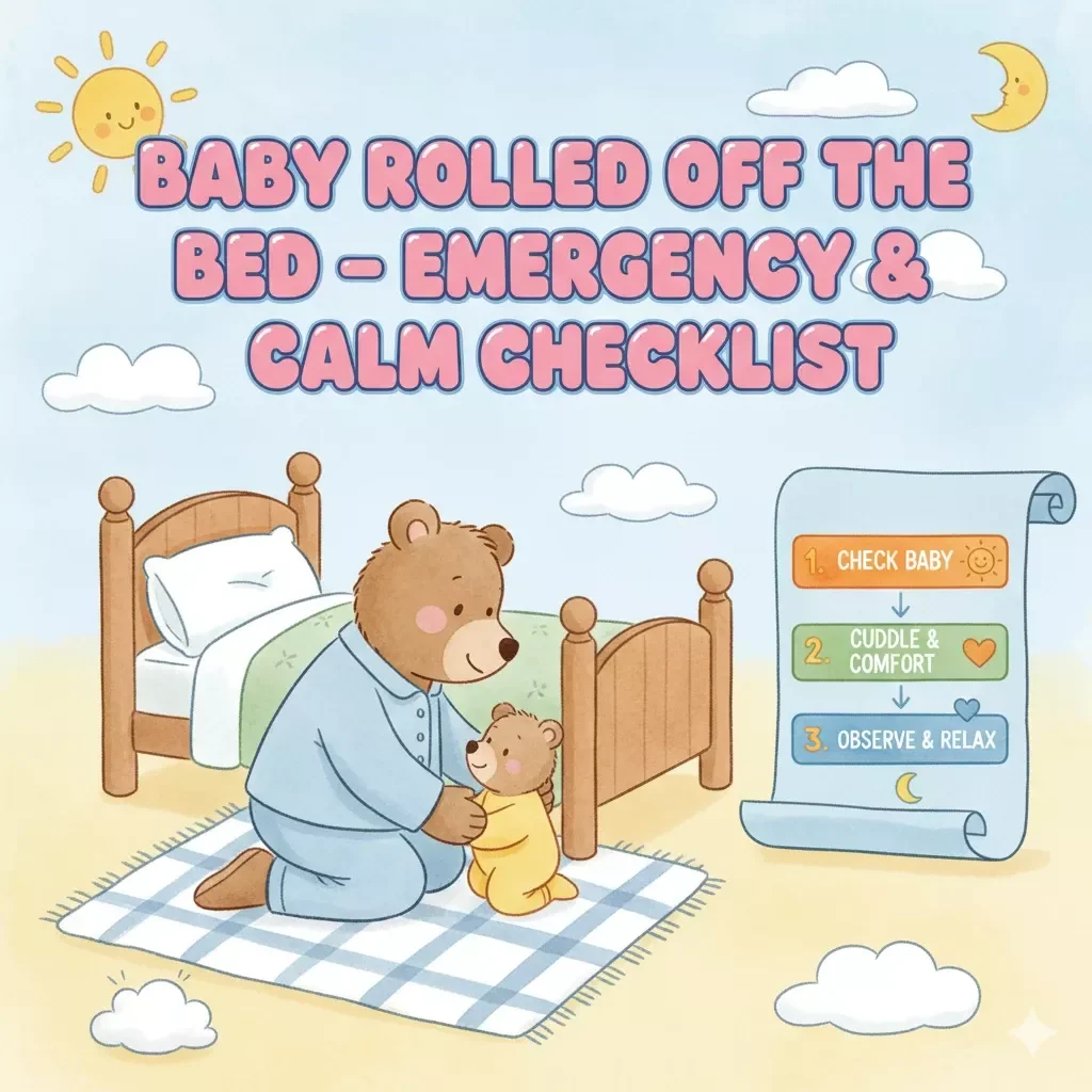Baby Rolled Off the Bed – Emergency & Calm Checklist | What to Do When Baby Rolls Off Bed | Instant Digital Download | Printable First Aid & Safety Guide for New Parents