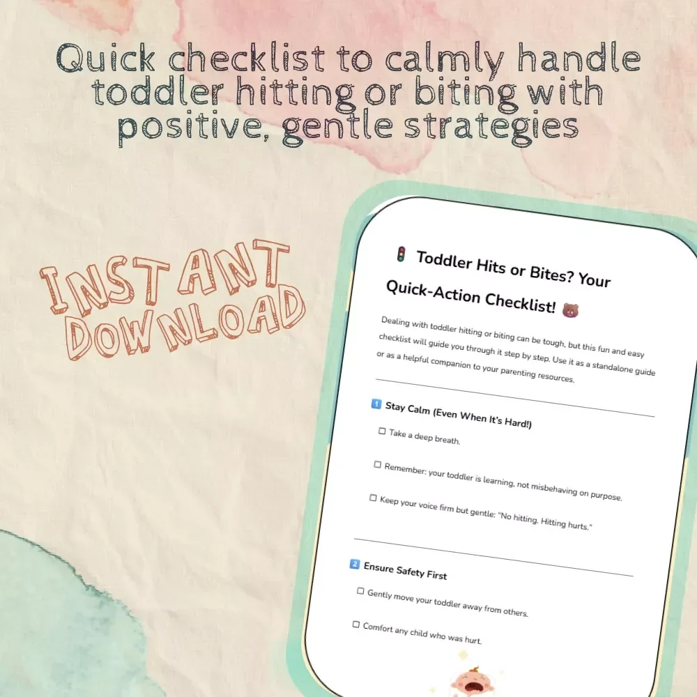 Toddler Hits or Bites? Your Quick-Action Checklist! | Parenting Guide, Positive Discipline, Gentle Parenting eBook Download