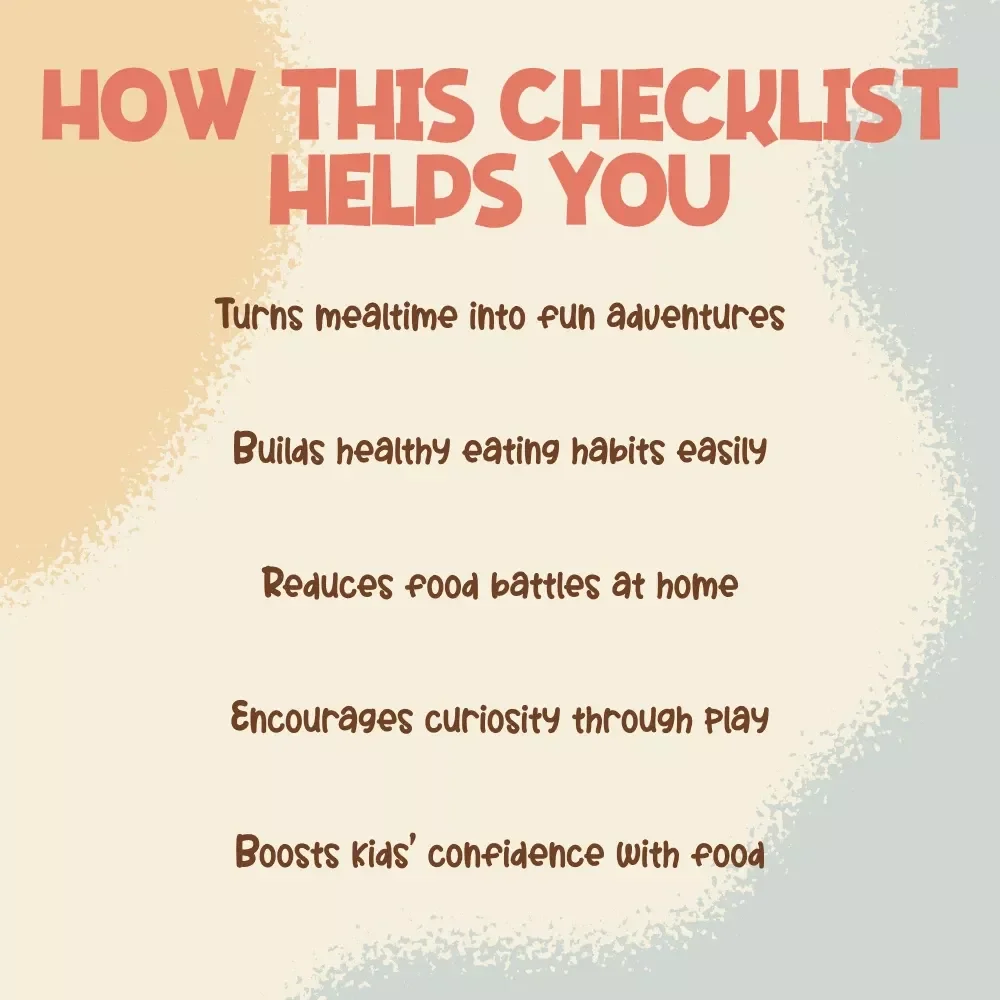 Fun Checklist to Get Your Child to Try New Foods! | Tips for Getting Child to Try New Foods | Printable Kids Mealtime Guide