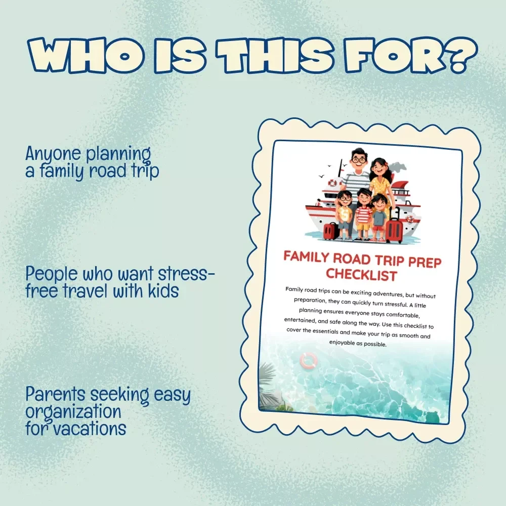 Family Road Trip Prep Checklist | Printable Travel Essentials | Best Way to Prepare for Family Road Trip | Digital Download
