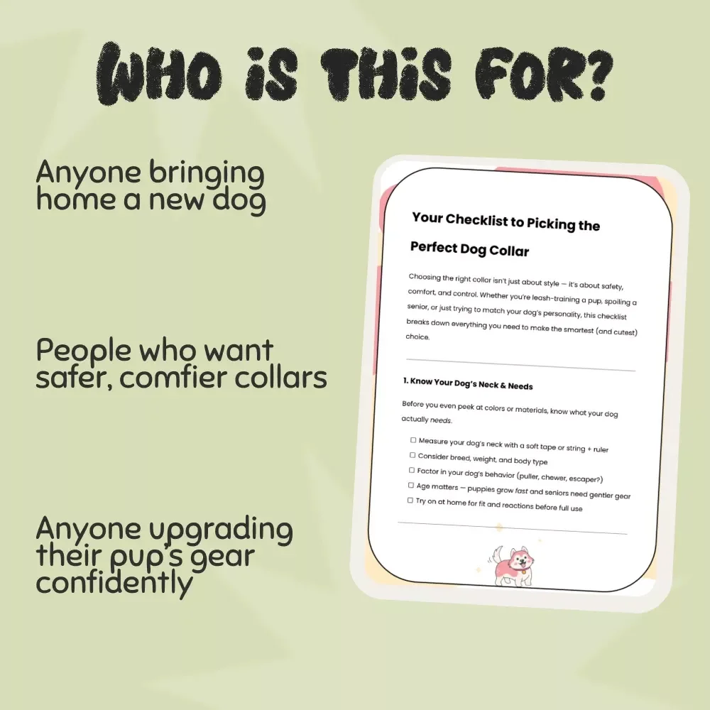 Your Checklist to Picking the Perfect Dog Collar | Printable Guide on How to Choose the Right Collar for Your Dog | Pet Care Digital Download for Dog Owners