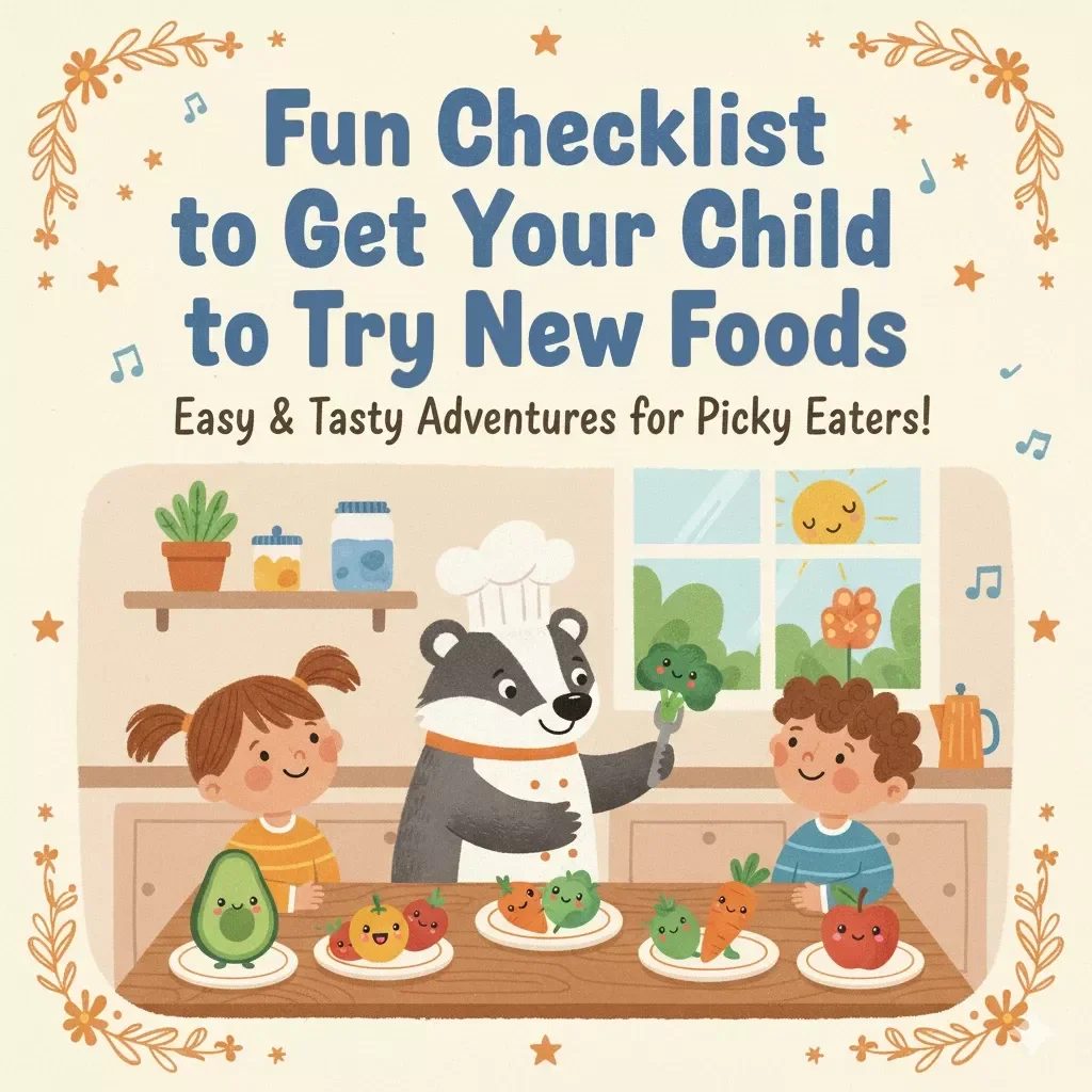 Fun Checklist to Get Your Child to Try New Foods! | Tips for Getting Child to Try New Foods | Printable Kids Mealtime Guide
