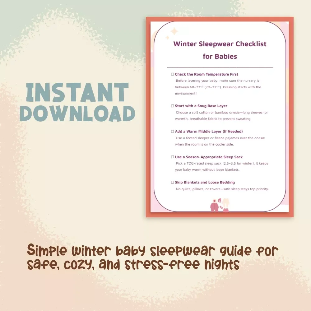 Winter Sleepwear Checklist | Baby Sleep Guide | New Parent Digital Download | Safe Sleep eBook | Nursery Sleep Essentials