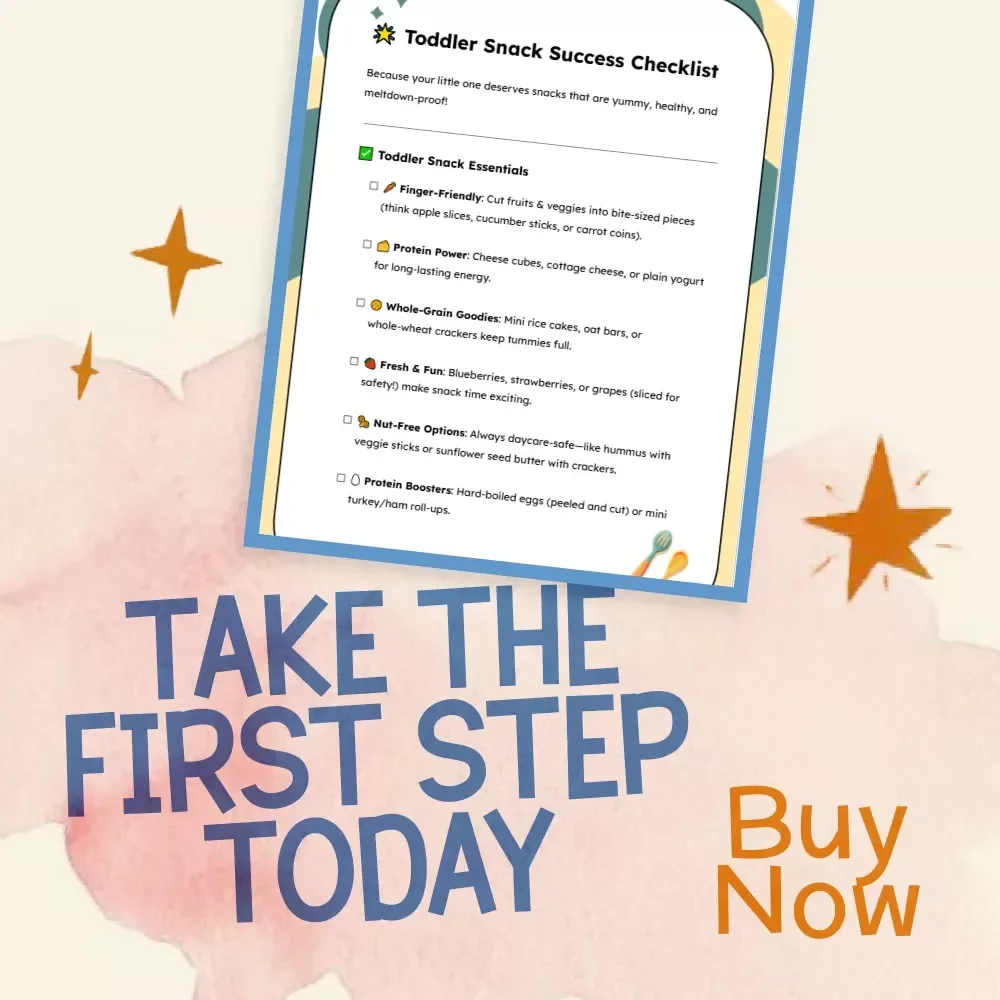 Toddler Snack Success Checklist | Printable Guide for Parents | Best Snacks for Toddlers at Daycare | Healthy Toddler Snack Planner | Instant Digital Download