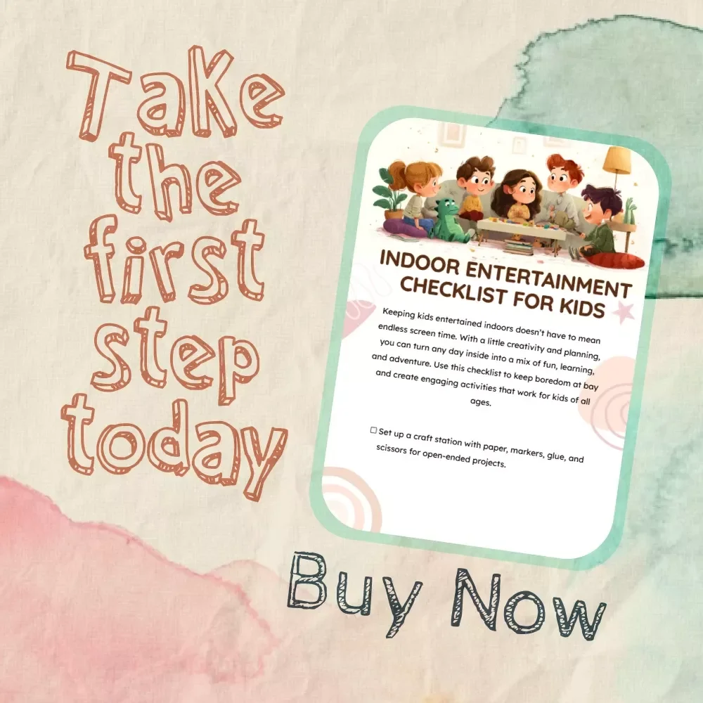 Indoor Entertainment Checklist for Kids | Printable Digital Download | Fun Tips for Keeping Kids Entertained Indoors | Activities for Children of All Ages