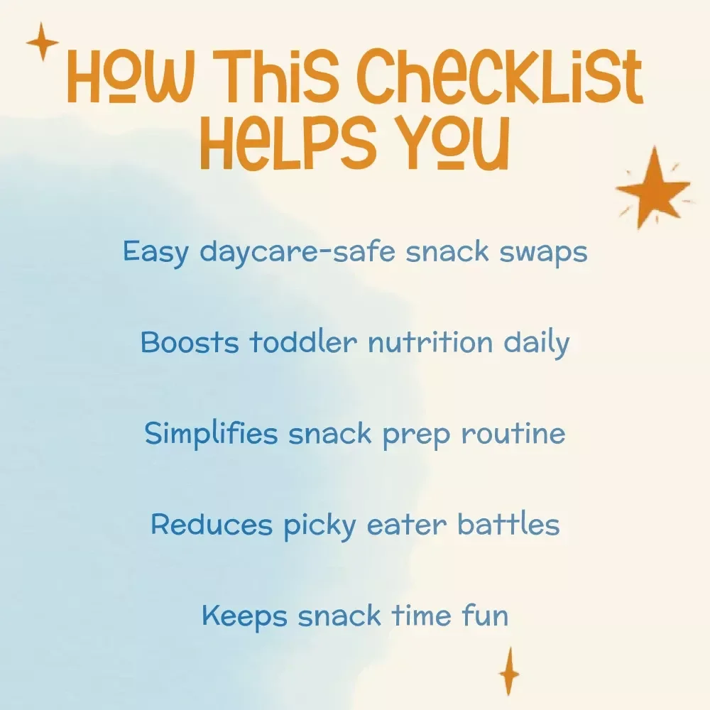 Toddler Snack Success Checklist | Printable Guide for Parents | Best Snacks for Toddlers at Daycare | Healthy Toddler Snack Planner | Instant Digital Download