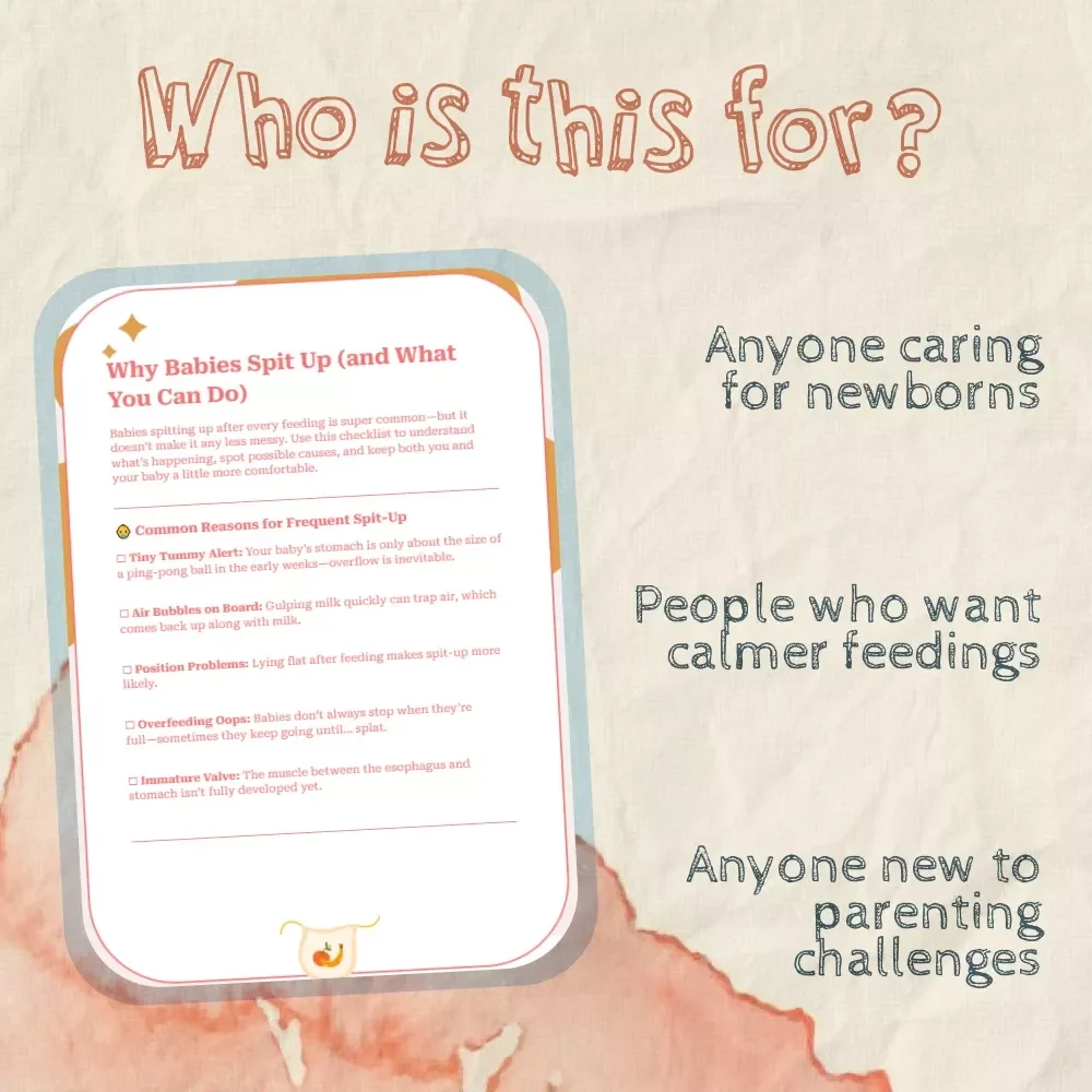 Why Babies Spit Up (and What You Can Do) | Printable Baby Spit-Up Checklist for New Parents | Digital Download Guide | why does baby spit up after every feeding