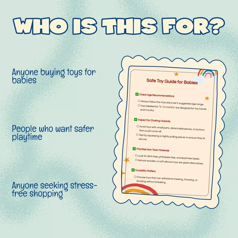 Safe Toy Guide for Babies | Printable Baby Toy Safety Checklist | How to Choose Safe Toys for Baby | Non-Toxic Toy Buying Guide for New Parents
