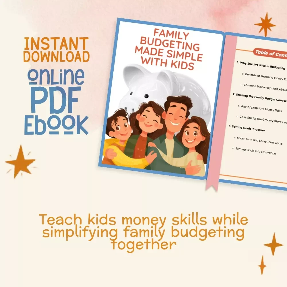 Family Budgeting Made Simple with Kids | Printable Digital Download eBook | Teaching Kids About Money, Allowance, Saving & Budgeting Guide for Parents