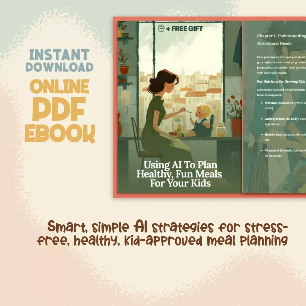 Using AI to Plan Healthy, Fun Meals for Your Kids | eBook Guide for Busy Parents | How Parents Can Use AI to Plan Kids’ Meals | Digital Download for Smart Family Nutrition