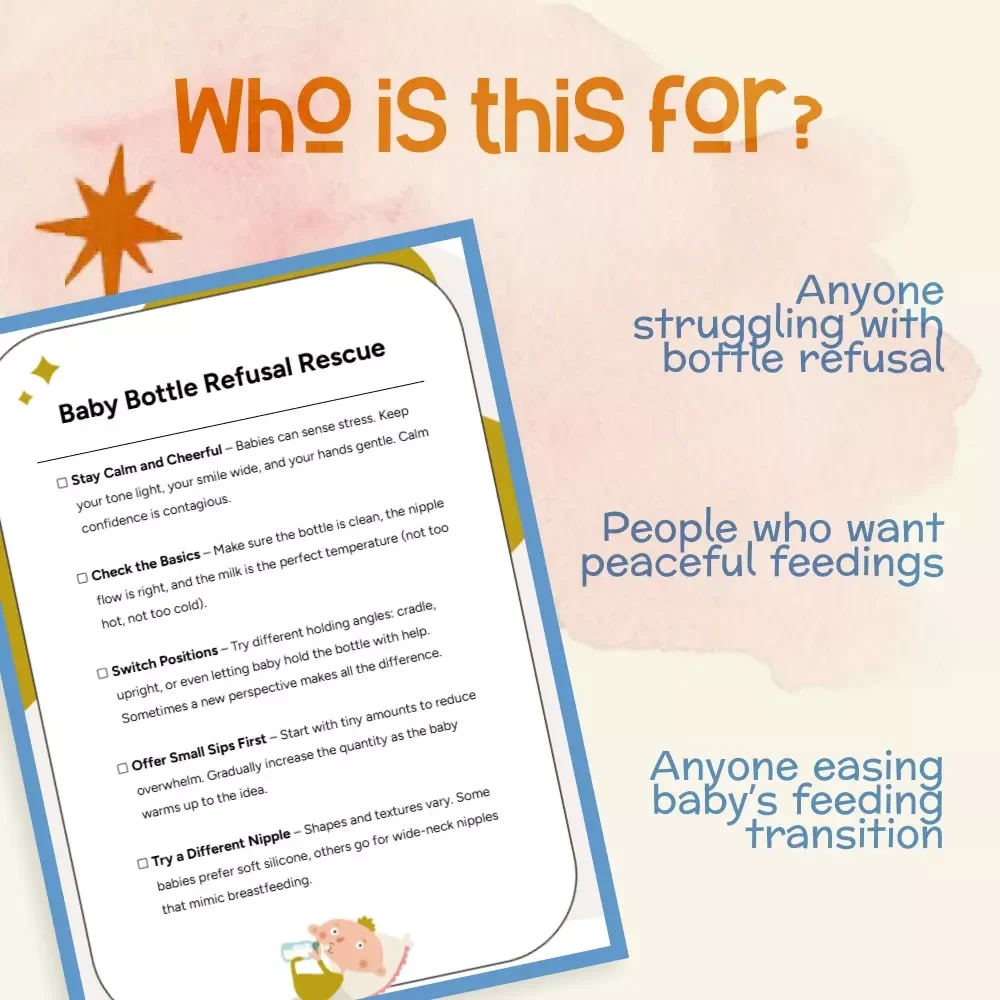 Baby Bottle Refusal Rescue | Printable Baby Feeding Checklist | Digital Download | Gentle Step-by-Step Guide for What to Do When Baby Refuses Bottle