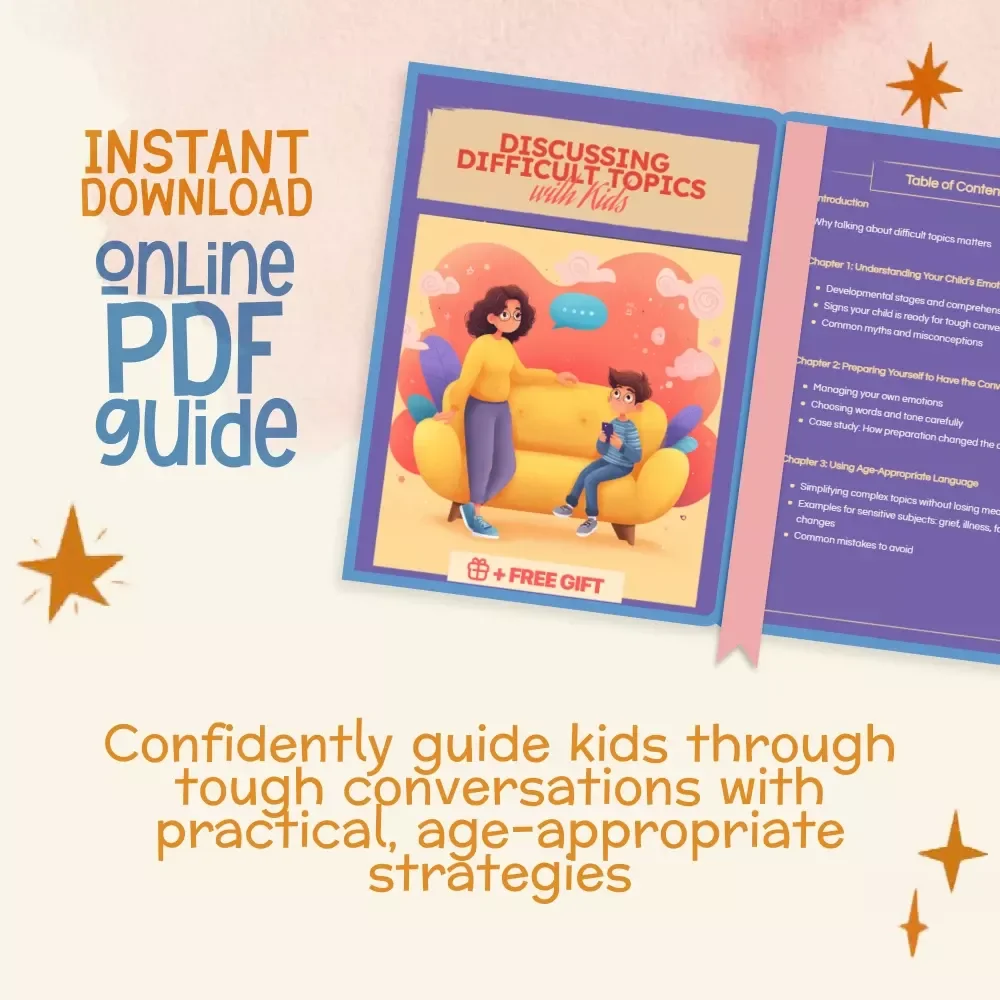 Discussing Difficult Topics with Kids | Parenting eBook | Gentle Conversation Guide for Parents, Child Development, Active Listening & Emotional Support