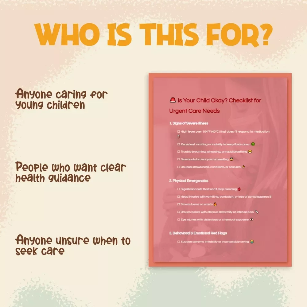Is Your Child Okay? Checklist for Urgent Care Needs | Printable Pediatric Emergency Guide | How to Know If Child Needs Urgent Care | Digital Download for Parents