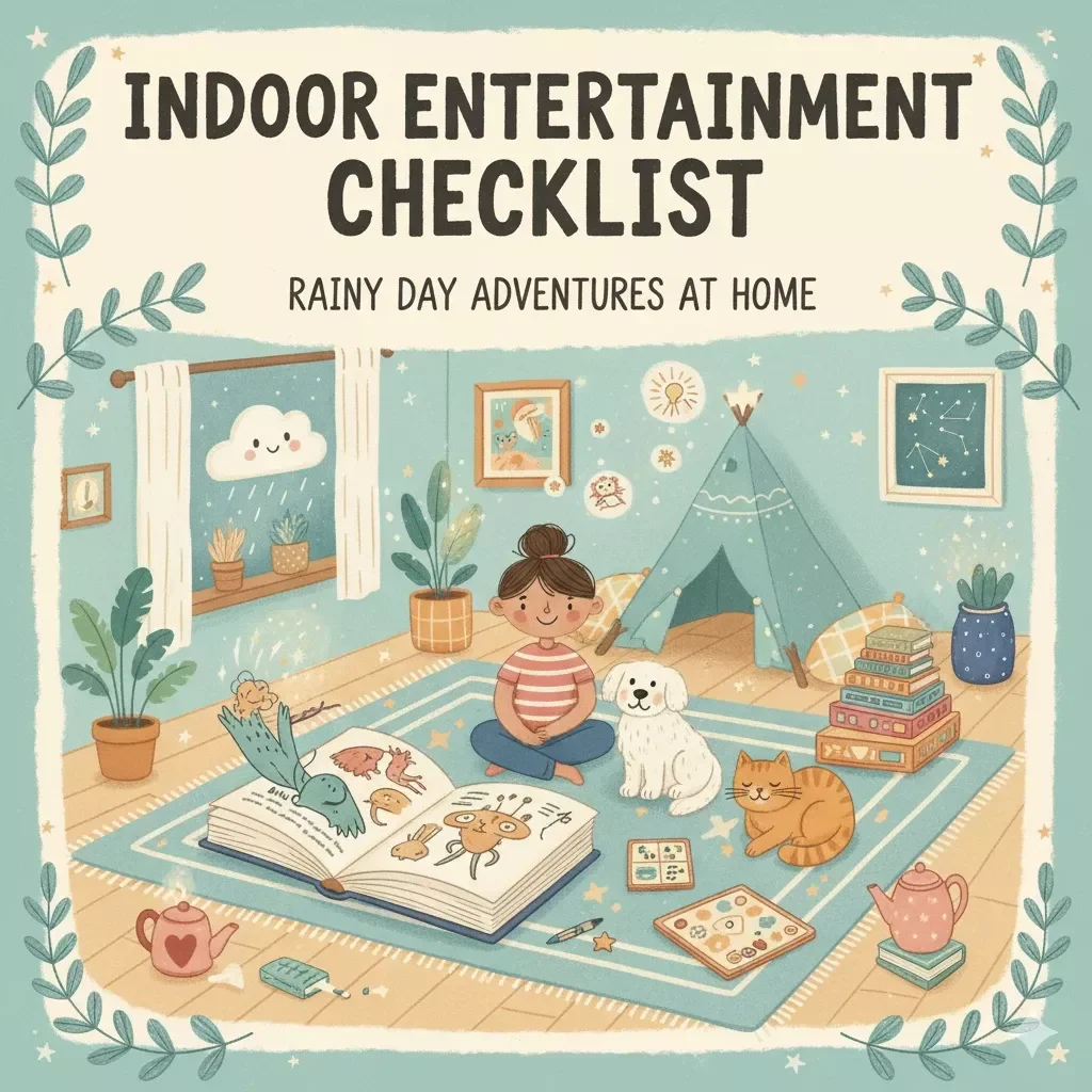 Indoor Entertainment Checklist for Kids | Printable Digital Download | Fun Tips for Keeping Kids Entertained Indoors | Activities for Children of All Ages