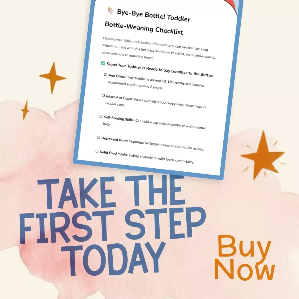 Bye-Bye Bottle! Toddler Bottle-Weaning Checklist | Digital Download Guide for Parents | Toddler Weaning Tips, Transition from Bottle to Cup eBook