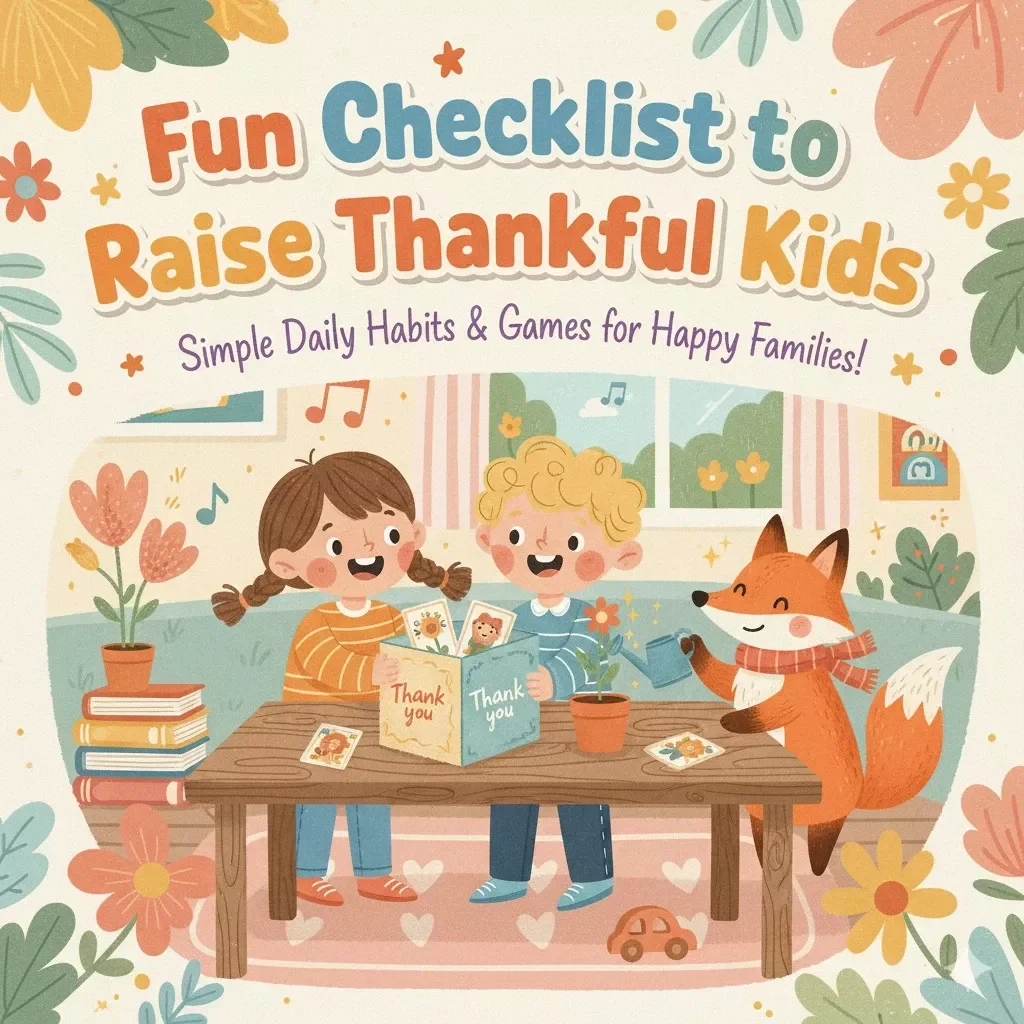 Fun Checklist to Raise Thankful Kids | Best Ways to Teach Gratitude to Children | Printable Digital Download for Families