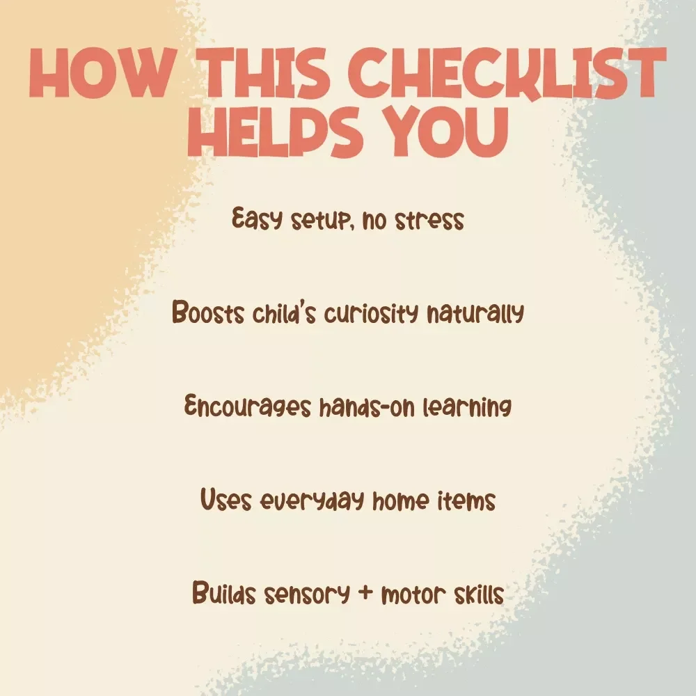 Sensory Play at Home: Easy Checklist for Kids | Printable Guide for Parents | How to Create Sensory Play at Home | Montessori & Early Learning Activities | Instant Digital Download