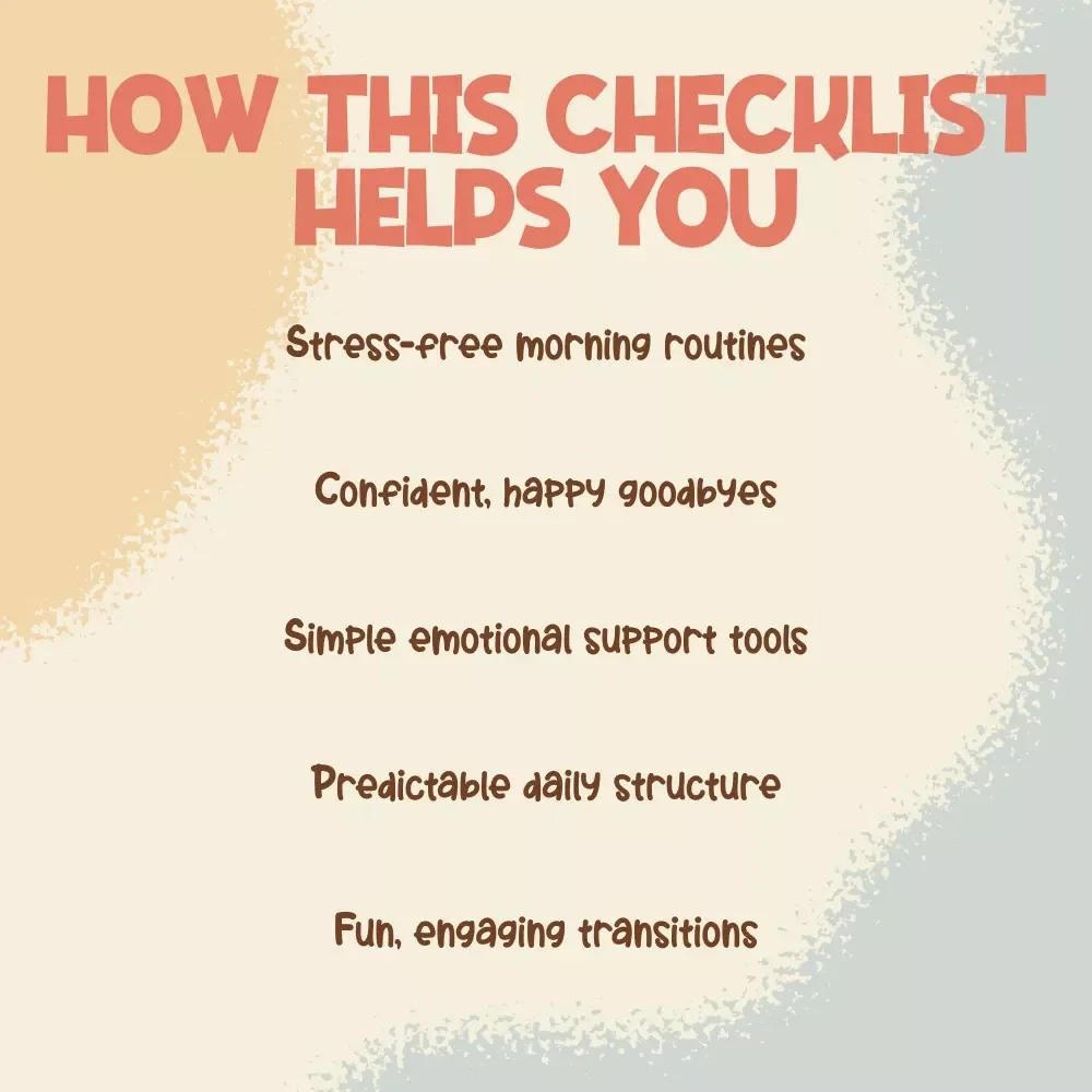 Preschool Drop-Off Survival Checklist | Morning Routine Guide | Printable Digital Download for Parents | Smooth School Transition Tips