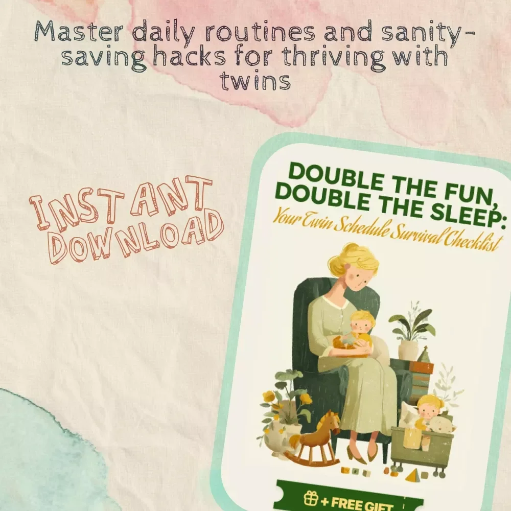 Your Twin Schedule Survival Checklist | Printable Twin Routine Organizer for New Parents | How to Handle Twins on Same Schedule Guide & Daily Twin Care Plan