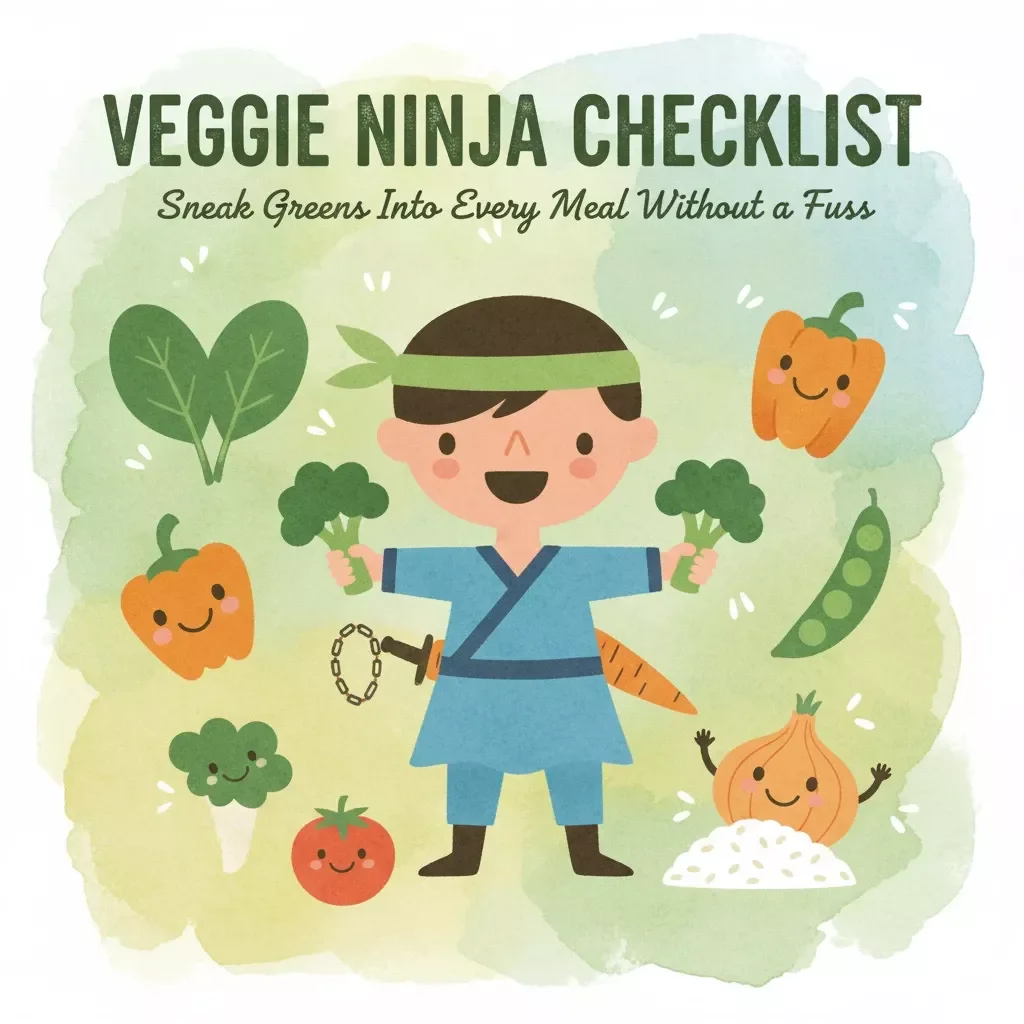 Veggie Ninja Checklist: Sneak Greens Into Every Meal Without a Fuss | Digital Download Printable Guide | Best Way to Sneak Veggies Into Meals for Kids & Families