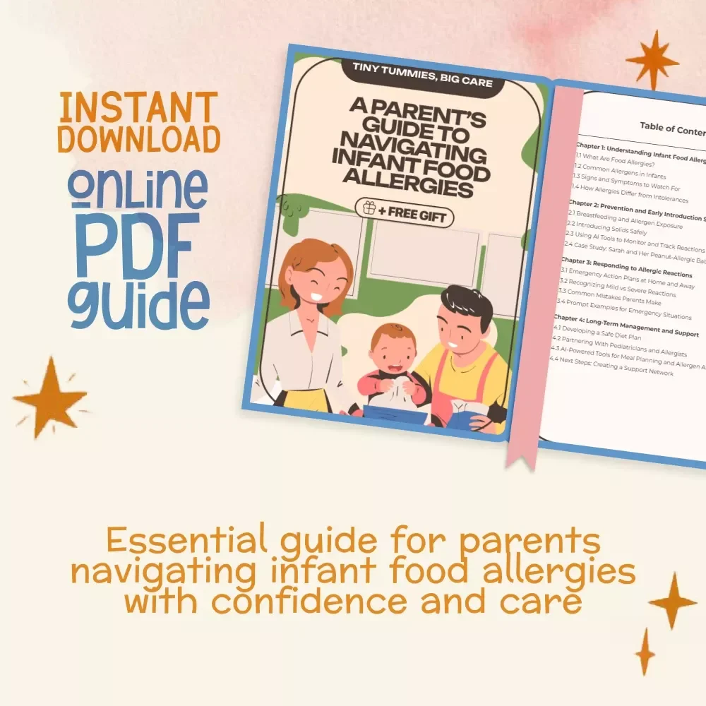 Tiny Tummies, Big Care: A Parent’s Guide to Navigating Infant Food Allergies | Digital Download eBook, Parenting Resource, Allergy Guide