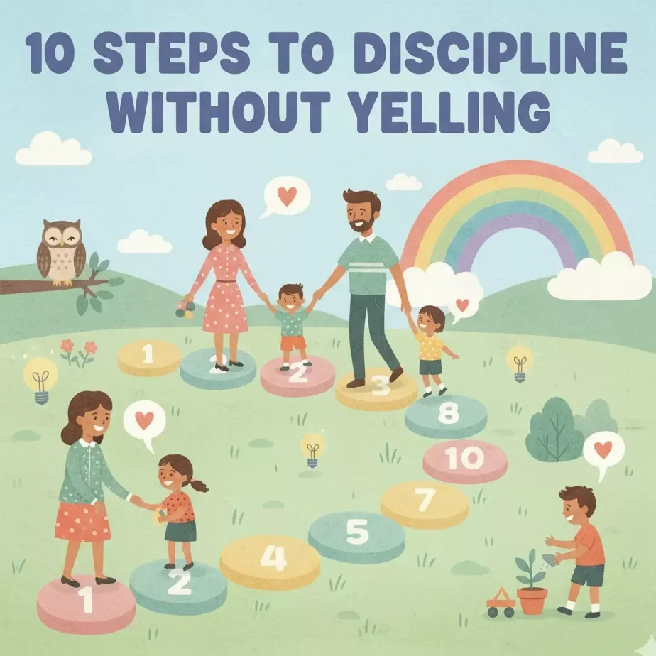 10 Steps to Discipline Without Yelling Checklist | Positive Parenting Guide to Calm & Effective Discipline