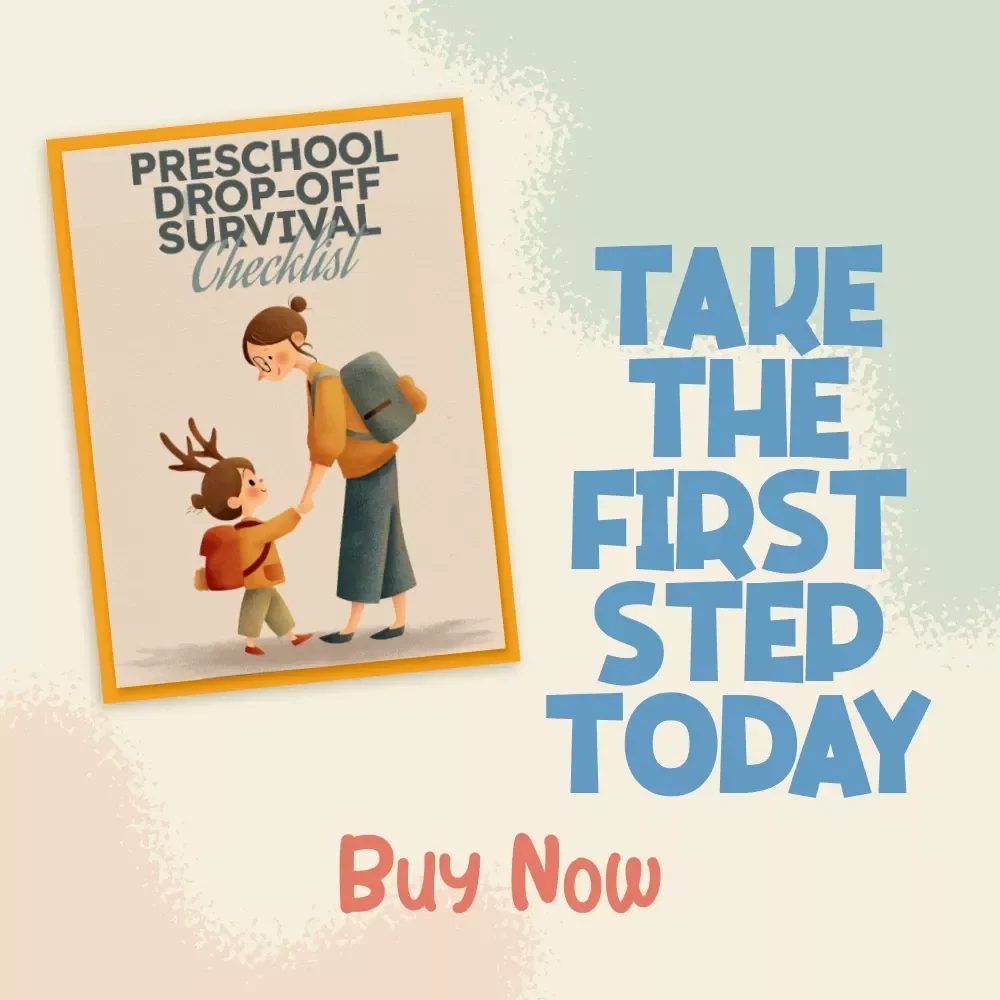 Preschool Drop-Off Survival Checklist | Morning Routine Guide | Printable Digital Download for Parents | Smooth School Transition Tips