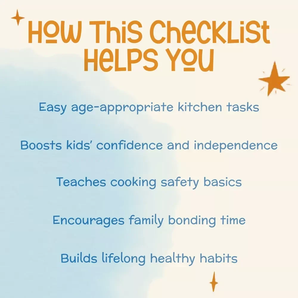 Fun in the Kitchen Kids Cooking Checklist | Printable Kids Cooking Guide, Family Cooking Activity, Child-Friendly Kitchen Tasks, Digital Download