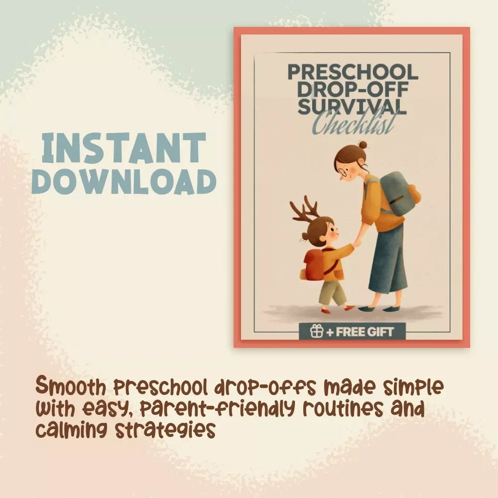 Preschool Drop-Off Survival Checklist | Morning Routine Guide | Printable Digital Download for Parents | Smooth School Transition Tips